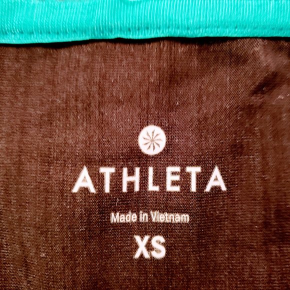 ATHLETA Tee Top, Black Polyester Short Cap Sleeve Stretchy Running Yoga, XS - Picture 6 of 12